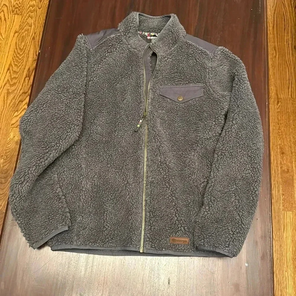 Sherpa gray fleece men’s jacket size large - Picture 1 of 5